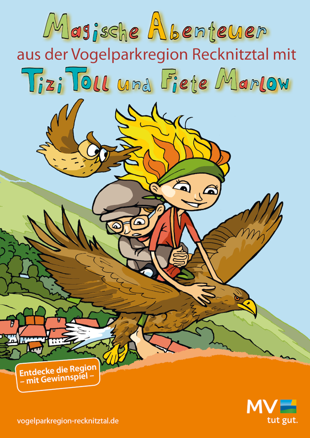 Das Mitmachkinderbuch mit den magischen Abenteuern von Tizi Toll und Fiete Marlow erhaltet ihr in den Tourist-Informationen der Region oder an den Orten der Erlebnisreise