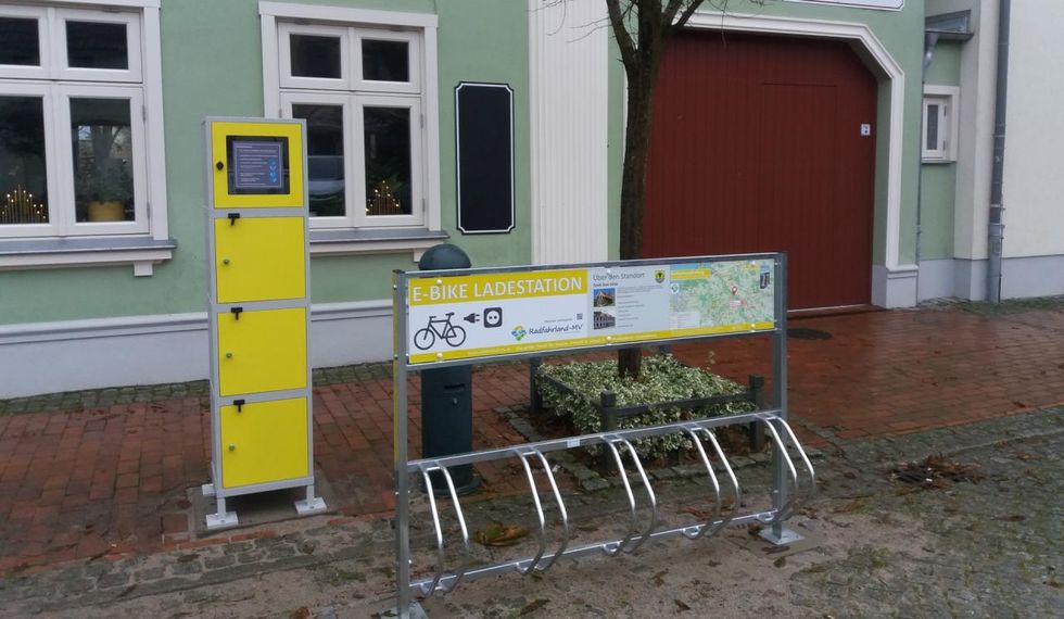 E-bike charging station at the market Bad Sülze
